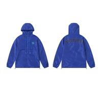 Veste D'extérieur Avec Imprimé Brodé Bleu Dégradé, Modèle Pour Couple, Veste De Travail Coupe-vent Avec Poches Et Capuche, Ensemble Short Pour Homme Et Femme (COLOR-5,m)