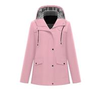 Veste d'extérieur fonctionnelle à capuche, coupe-vent, respirante, pour femme, couleur unie, longueur surdimensionnée, veste de sport d'extérieur tendance et protégée du soleil, avec capuche, Rose, M