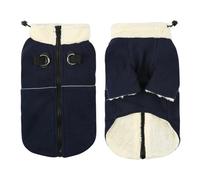 Veste D'extérieur Réfléchissante Et Résistante Au Froid avec Anneau en D pour Chien, Polaire Chaude d'hiver avec Fermeture Éclair, pour Yorkshire Terrier Shiba Inu Carlin,Bleu Marine,XS