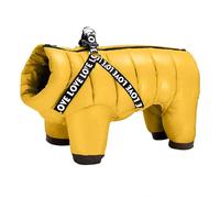 Veste d'hiver 2 en 1 pour Chien, Manteau d'hiver Imperméable pour Petit Chiens, Veste Chaude pour Chien avec Harnais, Manteau d'hiver pour Chien avec 4 Jambes,Jaune,XXL