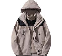 Veste d'hiver à capuche pour homme - Coupe-vent - Coupe-vent chaud - Manteau de randonnée amovible 3 en 1, #F04-kaki, XX-Large