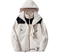 Veste d'hiver à capuche pour homme - Coupe-vent - Coupe-vent chaud - Manteau de randonnée amovible 3 en 1, #F07-blanc, XL