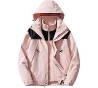 Veste d'hiver à capuche pour homme - Coupe-vent - Coupe-vent chaud - Manteau de randonnée amovible 3 en 1, #F06-rose, XL