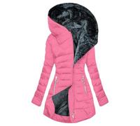 Veste d'hiver à fermeture éclair pour femme avec doublure en polaire épaisse en fausse fourrure avec capuche, rose, S