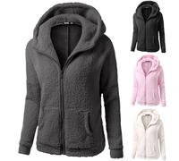 Veste d'hiver chaude doublée noire - Veste de survêtement pour femme avec capuche - Veste demi-saison - Grande taille - Veste polaire longue et chaude - Veste fonctionnelle d'extérieur, café, S