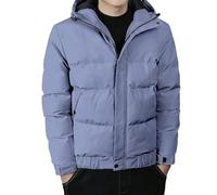Veste d'hiver chaude en duvet pour homme - Veste rembourrée avec capuche à manches longues - Manteaux matelassés de style décontracté - Coupe-vent - Fermeture éclair intégrale - Couleur unie - Taille