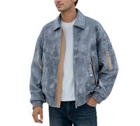 Veste d'hiver chaude et confortable pour homme - Col à revers - Bloc de couleurs - Veste d'extérieur surdimensionnée - Veste de loisirs - Veste mi-saison classique pour les activités de loisirs en