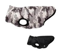 Veste d'hiver Chaude Et Résistante Au Froid pour Chien, Imprimé Camouflage, Imperméable, Coupe-Vent, Schnauzers Yorkshire Terriers, Chihuahuas, Carlin,Gris,XS
