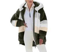 Veste d'hiver chaude longue pour femme - Avec capuche - Veste en peluche - Élégante veste polaire à manches longues - Manteau d'hiver moelleux - Veste à capuche zippée - Doudou - Veste décontractée