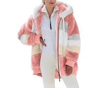 Veste d'hiver chaude longue pour femme - Avec capuche - Veste en peluche - Élégante veste polaire à manches longues - Manteau d'hiver moelleux - Veste à capuche zippée - Doudou - Veste décontractée