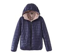 Veste d'hiver chaude matelassée pour femme, manteau en duvet pour femme, fermeture en polaire d'agneau aux couleurs contrastées, élastique, courte, chaude à capuche, veste d'extérieur pour le travail