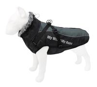 Veste d'hiver Chaude pour Chien, Vêtements avec Collier De Poils, Manteau Chaud pour Animaux De Compagnie avec Transporteur, Labrador Lévrier, Bouledogue Français, Veste D'extérieur Imperméable E