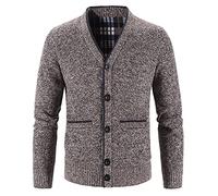 Veste d'hiver décontractée pour homme avec boutons et poche à manches longues - Cardigan d'hiver ample pour le travail, café, L