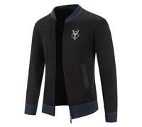 Veste d'hiver Duvet Homme Automne et Hiver Zippé Casual Stand Manches Longues Vacances Extérieur Laine Tricotée Tout A Temps 2022, Noir , 4XL