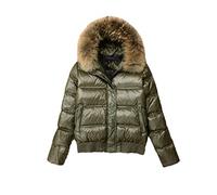 Veste d'hiver en plumes de fourrure pour femme, parkas courtes à capuche en duvet de canard blanc, manteau d'hiver pour femme, M