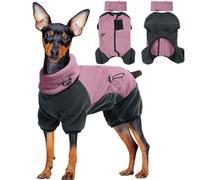 Veste d'hiver en polaire avec jambes - Pull chaud avec écharpe amovible - Cache-cou pour chien - Pull à col roulé - Chaud - Rose - Taille XS