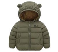 Veste d'hiver Garçons Enfants Veste Hiver Garçon Manteau Doudoune Chaud avec Doublure Polaire Épais Fermeture Éclair pour Tout-petits Enfants Jouer en Plein Air, Vert armée., 1-2 ans