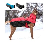 Veste d'hiver imperméable pour chien, manteau réfléchissant coupe-vent pour chiens de taille moyenne et grande, gilet doublé en polaire pour Pitbull(Red,6XL)