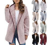 Veste d'hiver longue et chaude doublée - Veste polaire pour femme - Veste de transition - Grandes tailles - Veste de survêtement - Noir - Veste d'hiver chaude - Veste à capuche moelleuse - Veste