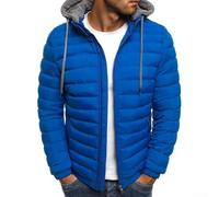 Veste d'hiver matelassée à capuche pour homme avec fermeture éclair sur le devant, pour une utilisation décontractée et par temps froid (taille XL, bleu roi)