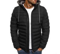 Veste d'hiver matelassée à capuche pour homme avec fermeture éclair sur le devant, pour une utilisation décontractée et par temps froid (taille M, noir)