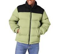 Veste d'hiver matelassée à col montant pour homme Couleurs contrastées Manteau d'hiver rembourré en coton, vert clair, 3XL