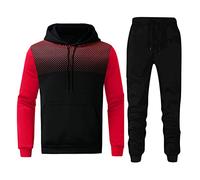 Veste d'hiver para deportes de Otoño e Invierno para Hombre y ocio, Sudadera avec Capucha de lunares, suéter y Pantalones, conjuntos suaves de Invierno Capuche, rouge, XL