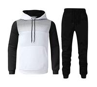 Veste d'hiver para deportes de Otoño e Invierno para Hombre y ocio, Sudadera avec Capucha de lunares, suéter y Pantalones, conjuntos suaves de Invierno Capuche, Blanc, XL