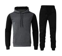 Veste d'hiver para deportes de Otoño e Invierno para Hombre y ocio, Sudadera avec Capucha de lunares, suéter y Pantalones, conjuntos suaves de Invierno Capuche, gris, L