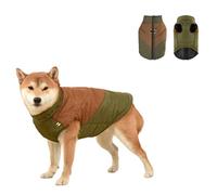 Veste d'hiver pour chien avec anneau en D, coupe-vent chaud et blocage des couleurs pour animal de compagnie, manteau pour temps froid pour chiens de petite, moyenne et grande taille_TTG (vert