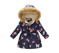 Veste D'hiver Pour Enfants Filles Capuche D'hiver Manteau Enfant Fille Manteau D'hiver Longue Doudoune Chaud Veste à Capuche Fourrure Epais Blouson Matelassé Lumineuse (Y1-Navy, 10-11 Years)
