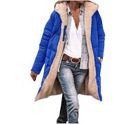 Veste d'hiver pour femme - Doublé en polaire - Long - Chaud et épais - Parka classique - Coupe-vent - Veste matelassée à capuche coupe-vent, Bleu 2, M