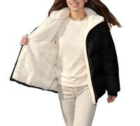 Veste d'hiver pour femme - Doublure chaude - Manteau d'hiver élégant pour femme - Doublure en peluche - Parka d'hiver en polaire - Veste mi-saison décontractée - Coupe-vent - Veste matelassée