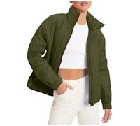Veste d'hiver pour femme - Manteau en duvet - Coupe droite - Veste matelassée - Couleur unie - Doudoune confortable - Manteau en duvet esthétique - Vêtement d'extérieur unique - Haut baisc tendance,