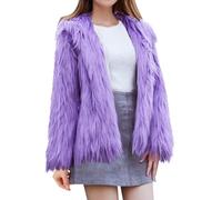 Veste d'hiver pour Femme-Manteau en Fourrure Synthétique sans Capuche-Senior en Fourrure Synthétique-Manteau d'hiver Chaud-Parka Moelleuse Et épaisse-Vestes Chaude- Fausse Fourrure-Veste Pas Cher