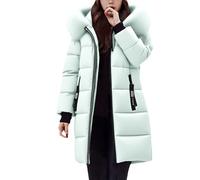 Veste d'hiver pour femme - Manteau long matelassé avec capuche - Mode parka chaude - Manteau d'hiver décontracté - Veste matelassée - Veste d'hiver avec fermeture éclair - Manteau pour femme - Manteau
