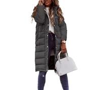 Veste d'hiver pour femme - Manteau parka - Pour l'extérieur et la rue - Quotidien - Hiver - Automne - Long manteau - Coupe droite - Réglable - Coupe-vent - Veste chaude avec poche, gris, S