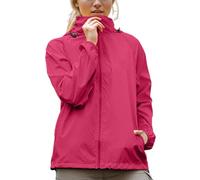 Veste d'hiver pour femme - Veste de pluie compacte pour femme - Veste de pluie légère avec capuche - Veste de cyclisme coupe-vent, rose vif, XS