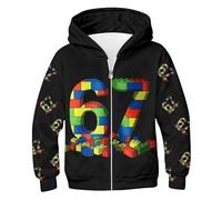 Veste d'hiver pour fille avec imprimé de dessin animé, manches longues, fermeture éclair, doublure douce, style sportif, motif ludique, coupe-vent, multicolore, 8-9 ans