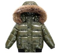Veste d'hiver pour fille - Doudoune d'hiver pour fille - Coupe-vent - Veste à capuche - Couleur unie - Veste matelassée confortable et chaude - Manteau matelassé épais - Parka moelleuse - Parka