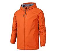 Veste d'hiver pour homme - Coupe-vent - Orange - Veste de pluie légère - Coupe-vent - Veste softshell imperméable - Veste de protection contre les intempéries - Unisexe - Veste de randonnée - Veste