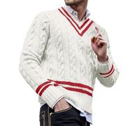 Veste d'hiver pour homme - Pull en tricot rayé de couleur assortie pour homme - Tendance et décontracté en hiver - Style Jack Links Tender, Blanc., M
