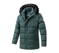 Veste d'hiver thermique pour homme avec doublure en peluche épaisse et capuche en fausse fourrure, Vert, L