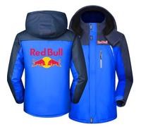 Veste D'hiver Zippée Homme Pour BULL, Veste De Ski Homme Avec Capuche Amovible, Veste De Neige Polaire Coupe-vent De Montagne Imperméable Manteau De Randonnée De Marche En Plein Air,Blue-M