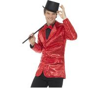 Veste disco - Luxe - Homme - Rouge - Sequins brillants - Col en V M