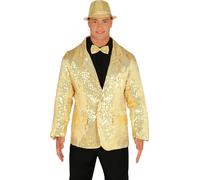 Veste d'or à paillettes Brillance élégante Nouvel An Fête de Noël Bijoux de mode Célébration dorée Glamour Veste à paillettes Vestiaire de fête, Taille : 54 - 56 (XL) Couleur : Or