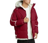 Veste Doudoune Homme Polaires Chic Bucheron Sport Chaude Fine Polaire Chantier Plume avec Capuche sans Capuche Mi-Long Matelassée Cycliste Randonnée Cuir Manteau Rouge foncé XL