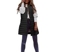 Veste Doudoune Légère Femme Grande Taille, Doudoune sans Manches Femme Mi Longue, Manteau Rembourrée Manteaux Décontracté Leger Veste Couleur Unie Simple Loungewear Maison Quotidiennes Manteau