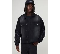 Veste droite en jean à écusson flammes homme - bleu - M, bleu