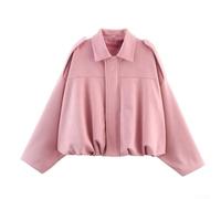 Veste élégante en daim polyester pour femme avec manches chauve-souris et fermeture éclair pour une utilisation décontractée, en boîte de nuit et à la maison en toute saison (M rose)